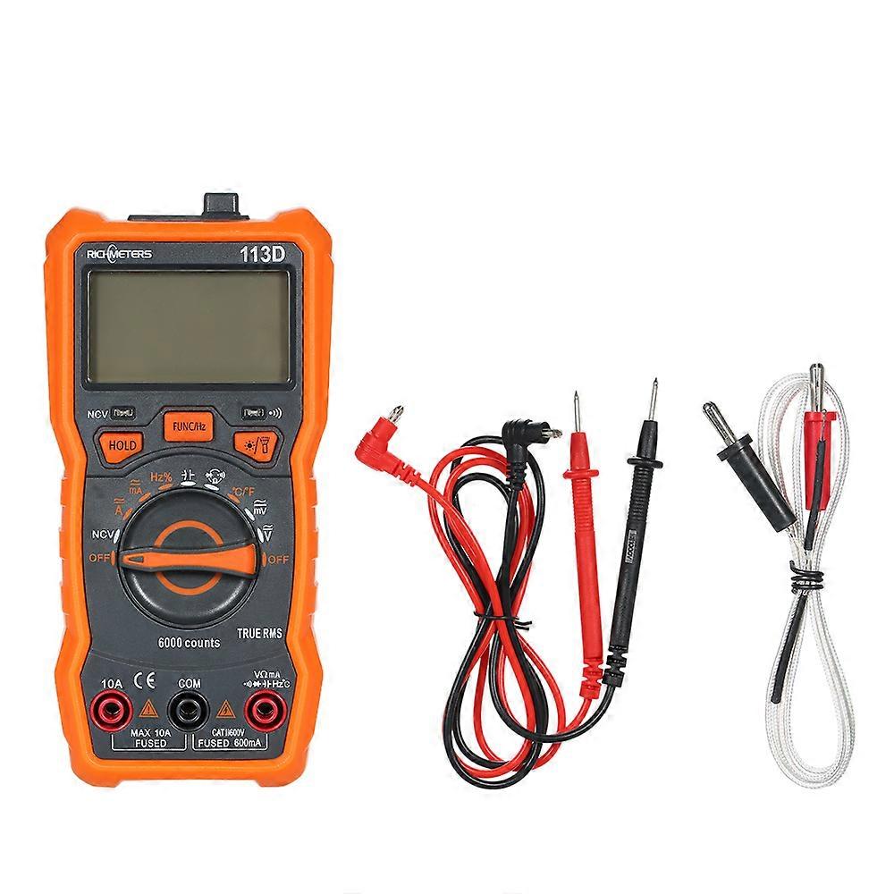RICHMETERS RM113D Digital Multimeter 6000 Counts NCV Voltage Temperature Measuring Meter with Magnetic Suction Flash Light