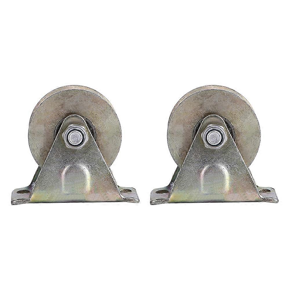 2pcs 2 V Type Roue Rail De Voie W / Support Coulissant Porte Rouleau En Acier