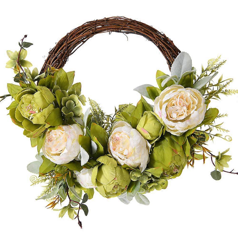 Peony krans vårkrans for inngangsdør, kunstig blomsterkrans for bryllupsinnredning