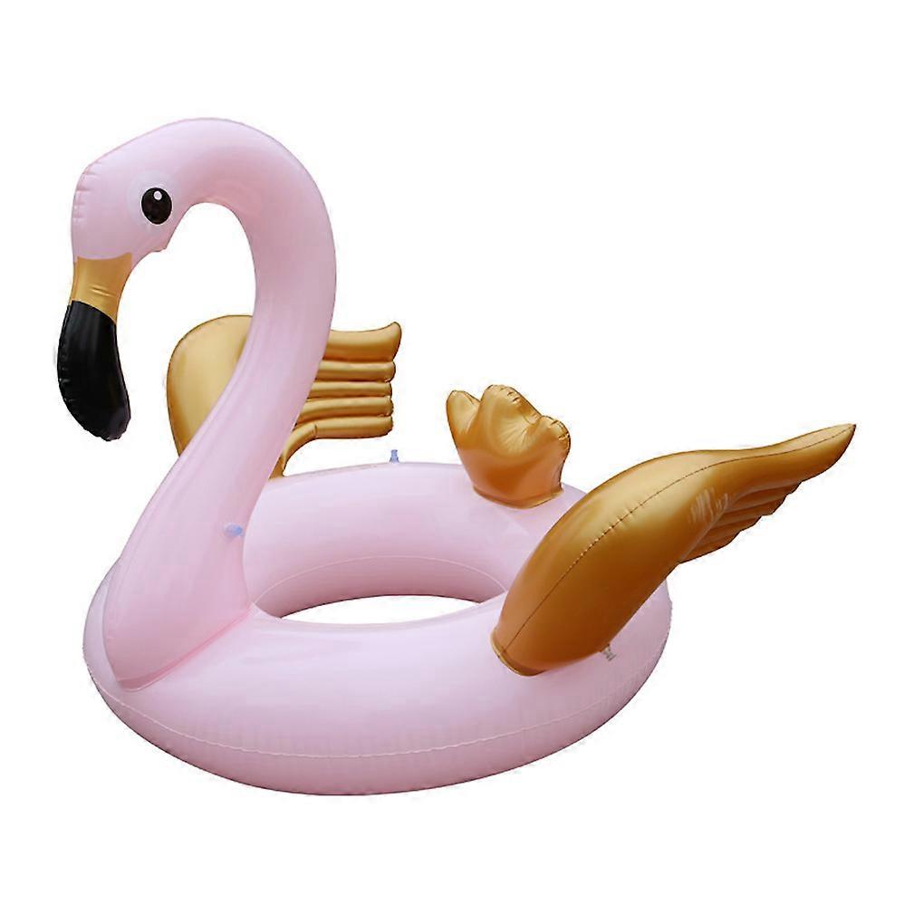 Pink Flamingo Pool Float with Wings Inflatable Swimming Ring for Adults