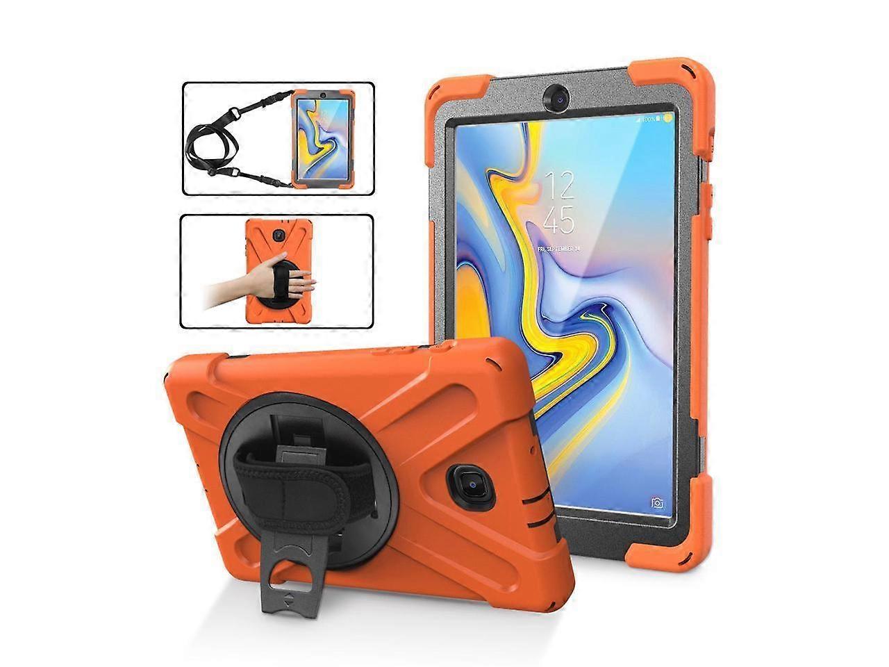 Samsung Galaxy Tab A 8.0 inch 2018 Case Model SM-T387 Shockproof Cover with Kickstand, Handle Strap+ Shoulder Strap