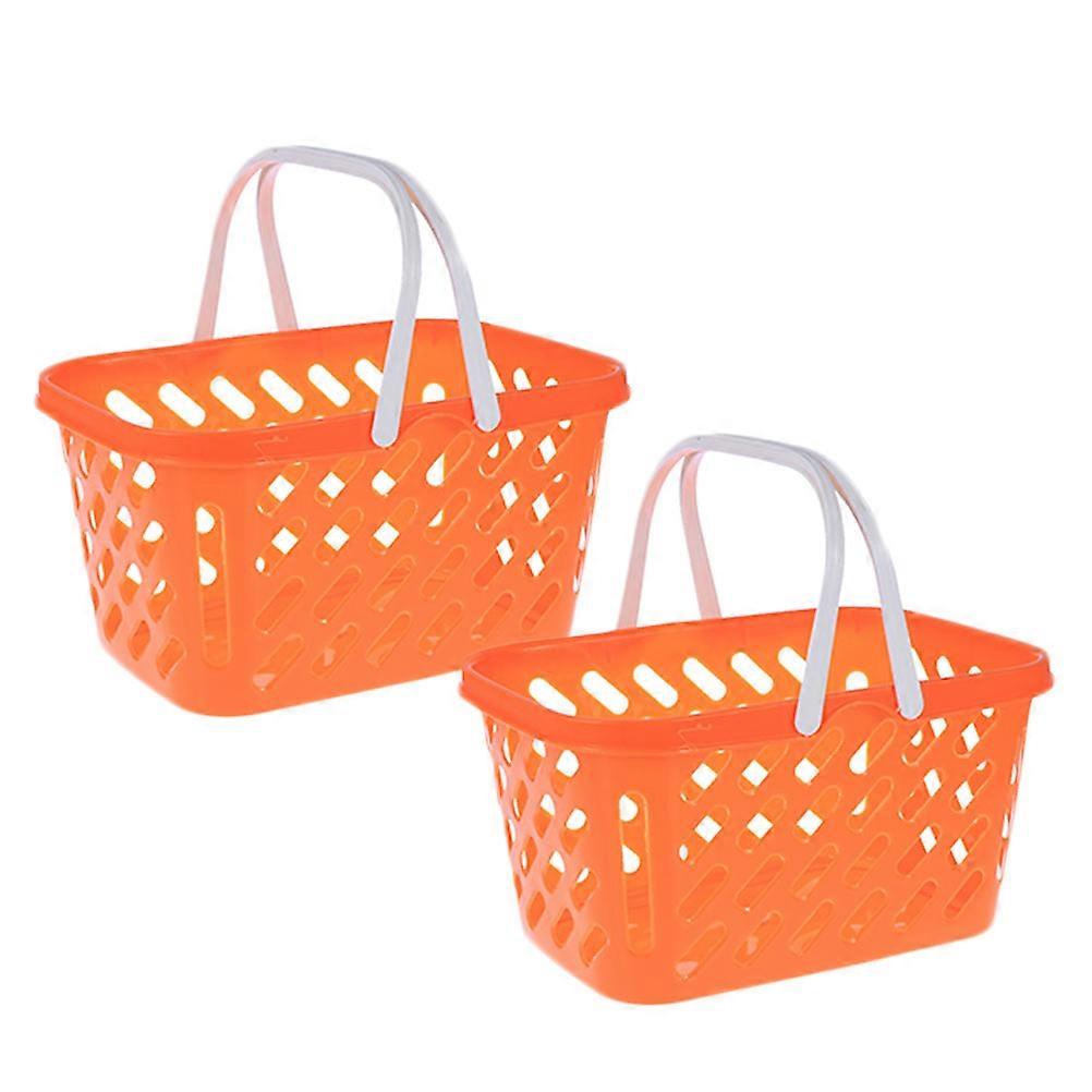 2pcs Portable Grocery Baskets Shopping Basket with Handle Toys Storage Baskets
