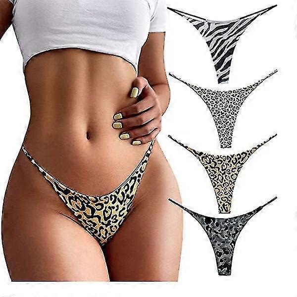 String für Frauen Baumwollunterwäsche Low Rise Höschen Frau G-String Strings, 4 Stück