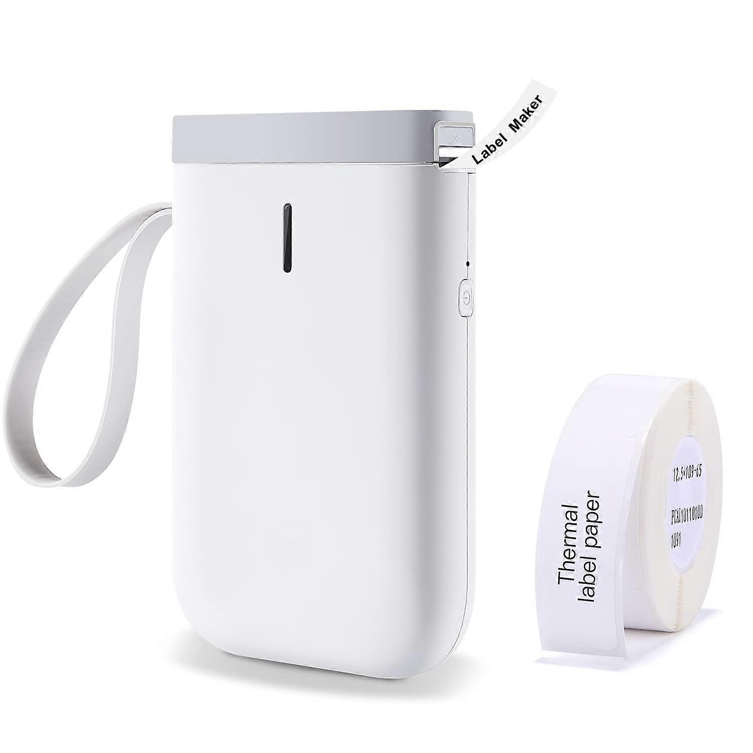 Wireless Bluetooth Portable Mini Clear Inkless Sticker Label Printer Include 1 Roll Paper (White)