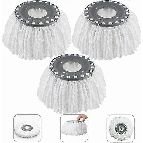 3pcs Microfiber Broom Head, Mop Head, Round Replacement Mop Head 360 Rotating Mop Head for 360 Rotating Floor Mop (16cm Diameter)