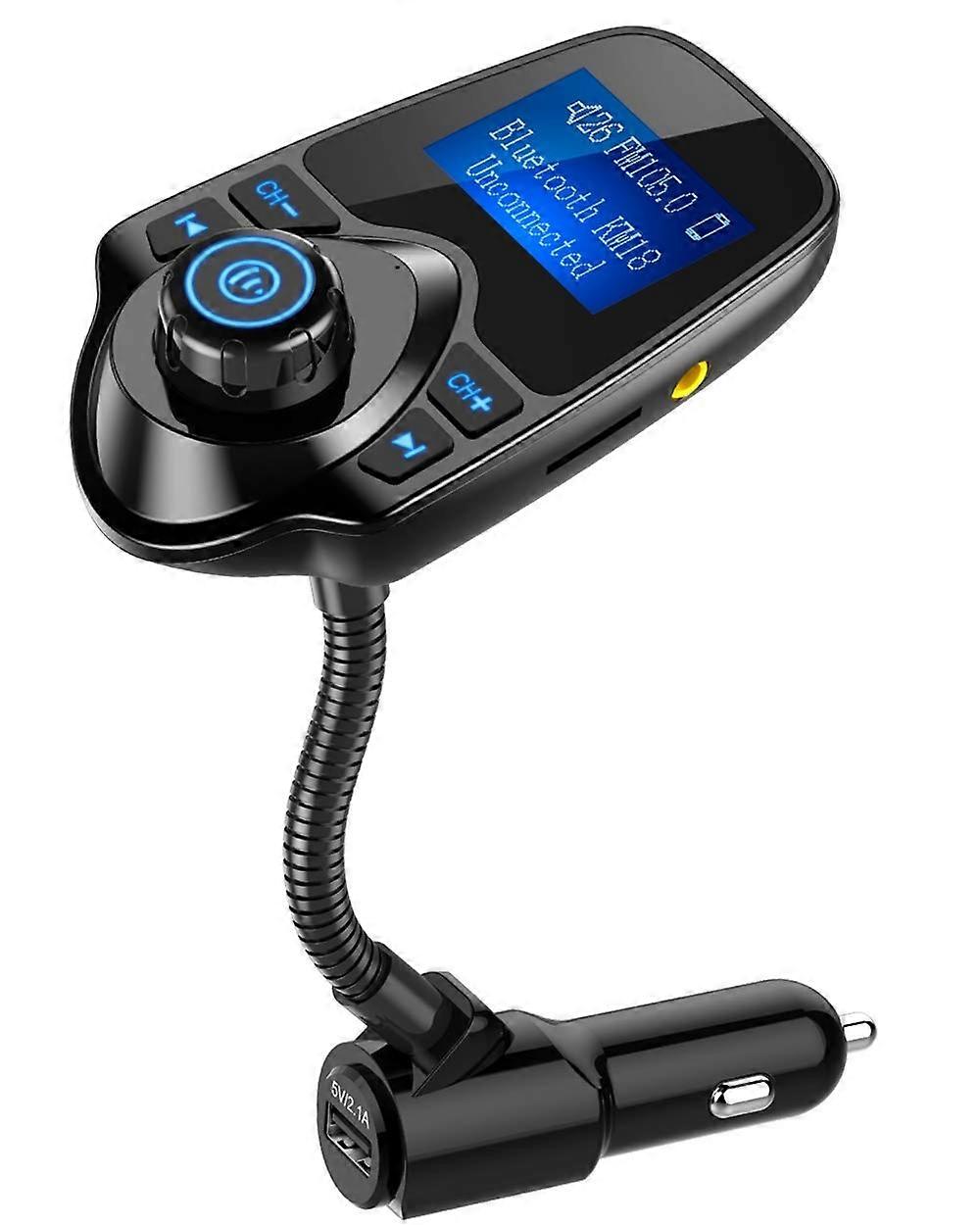 Wireless Car Bluetooth FM Transmitter Radio Adapter Car Kit W 1.44 Inch Display Support All Smartphone Audio Player TF/SD Card and USB Car Charger