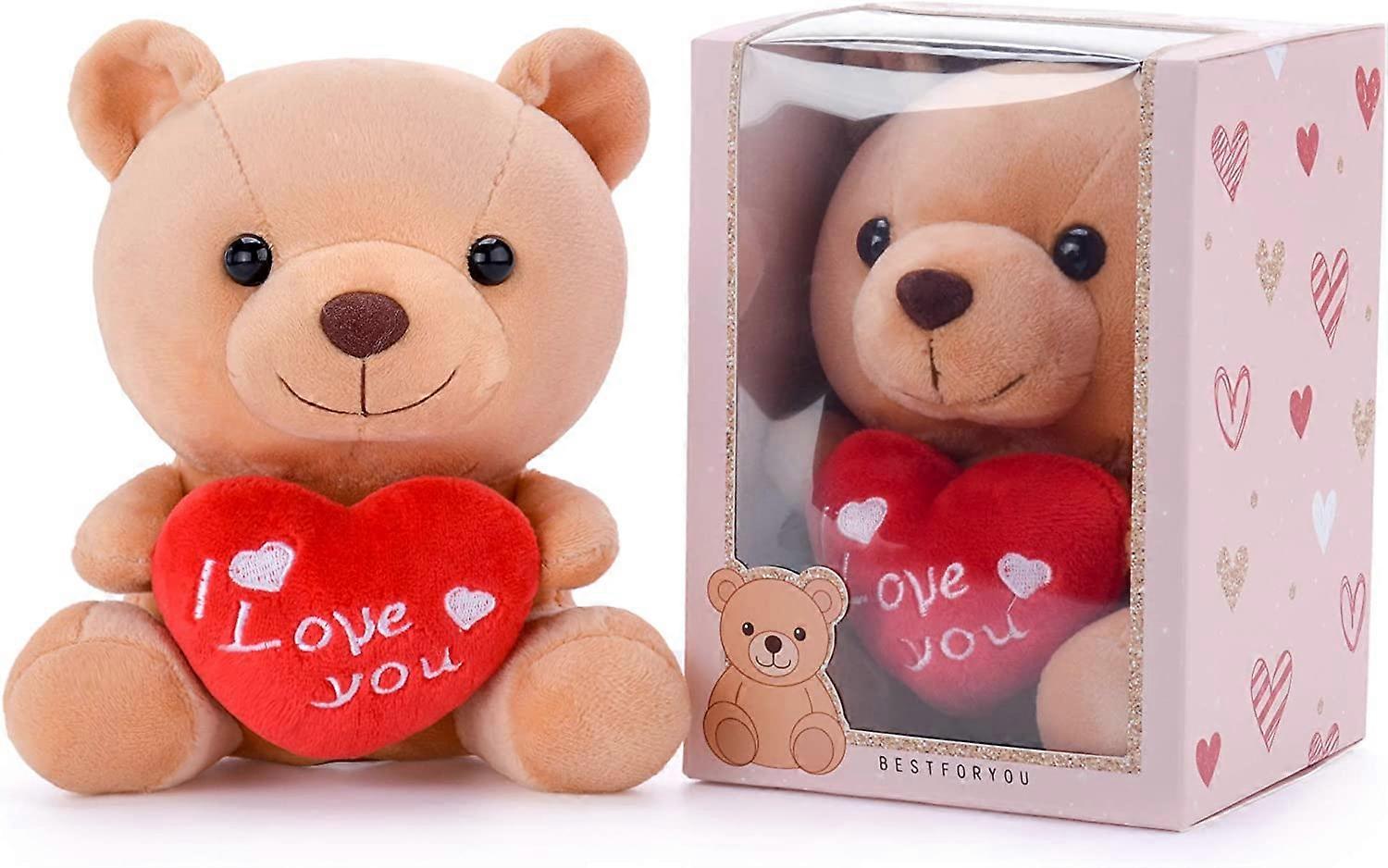 Urso de Pelúcia Eu Te Amo com Coração Brinquedo de Pelúcia Presente 6 Polegadas com Caixa