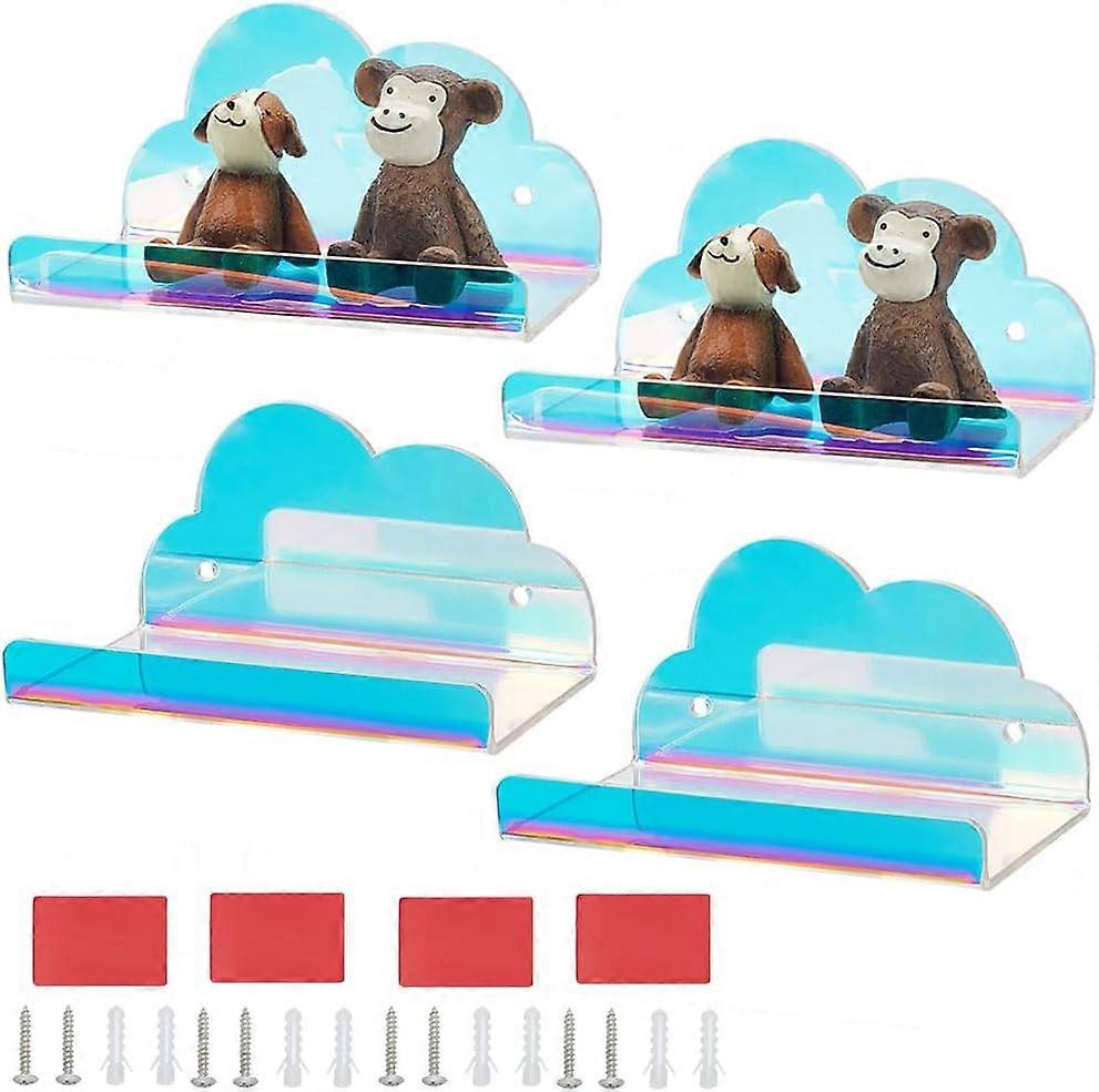 Cloud Laser Acrylic Wall Mounted Display Stands Floating Wall Shelf with Screw Colorful 11.6x6.8x5.8cm