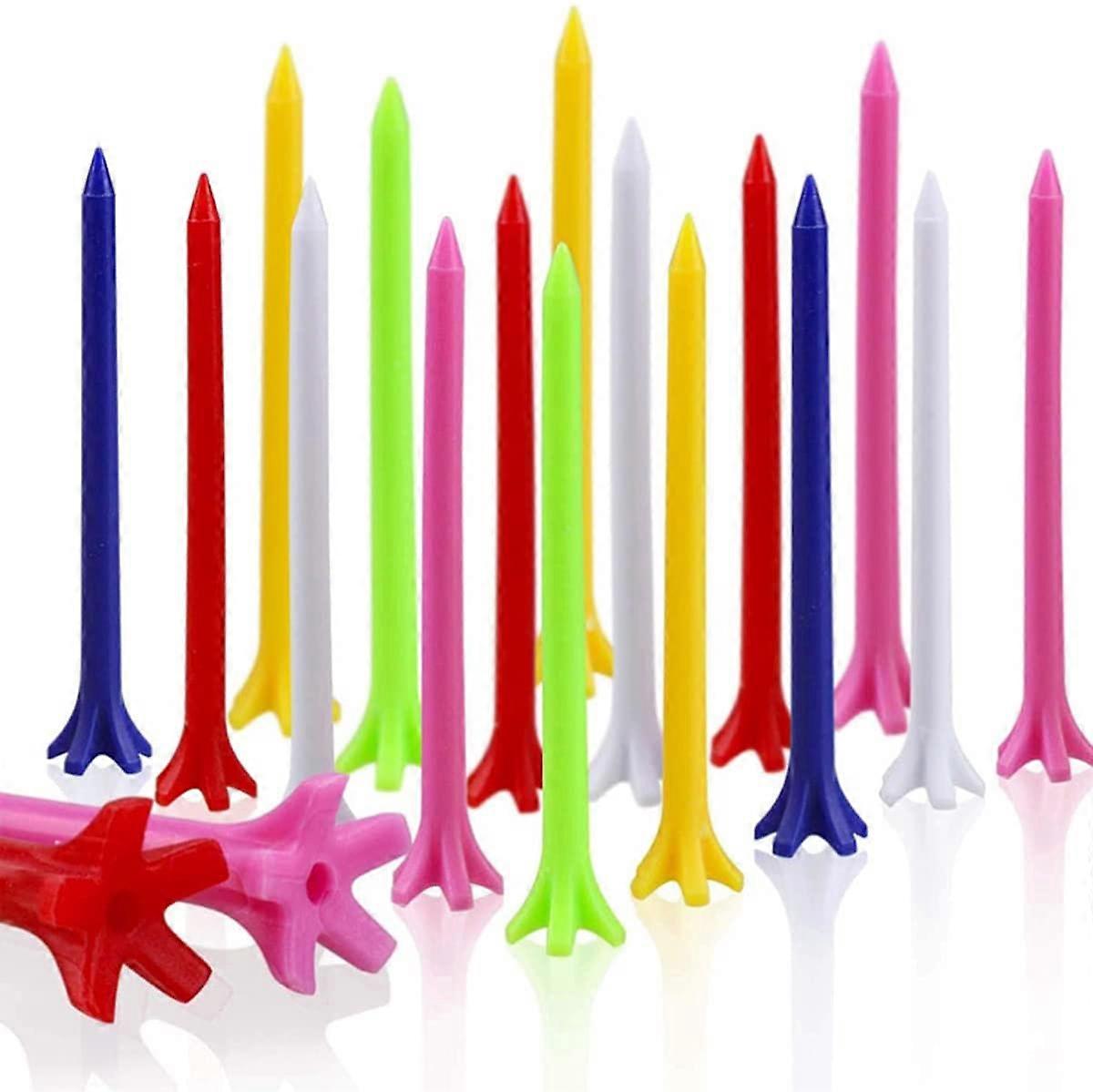 100 Pack Assorted Colors Professional Durable 70mm Plastic Golf Tee Bulk (Color Random)