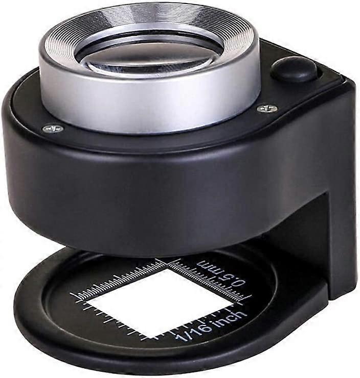 30X Illuminated Magnifying Glass Jewelers Loupe, 6 Lights Desktop Metal Magnifier Portable Folding Scale Eye Loop for Textile Optical Jewelry Tool Coi