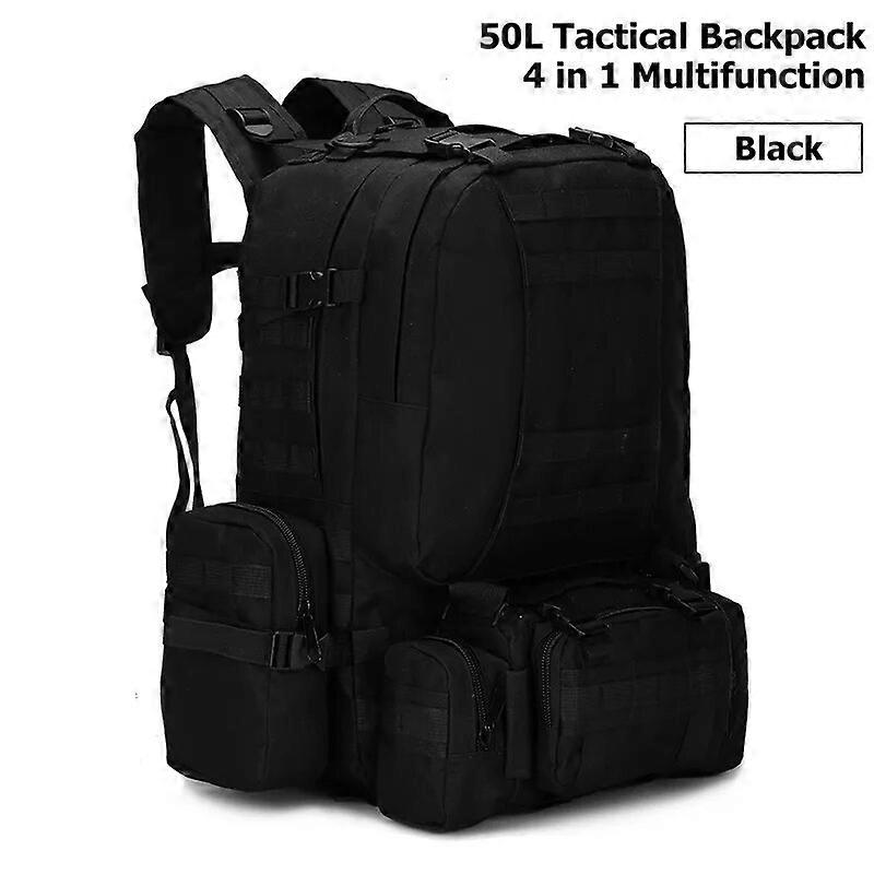 HeySun 50L Military Backpack 4 in 1 Large Capacity Tactical Camouflage Backpack Army Molle Camping Climbing Trekking Bag 5colors