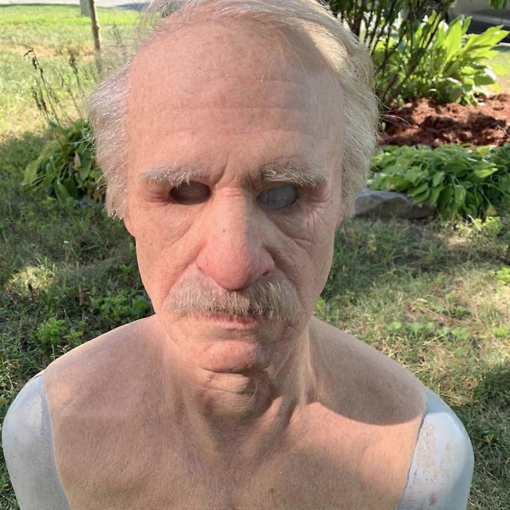 Halloween Old Man Cosplay Silicone Full Head Mask Headgear Realistic Masquerade