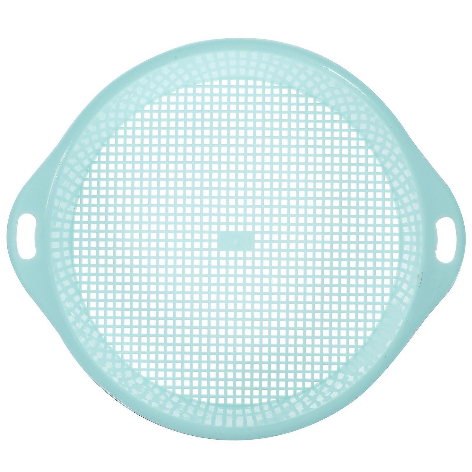 Plastic Garden Sieve Riddle Green for Composy Soil Stone Mesh Gardening Tool with Handle (Blue)