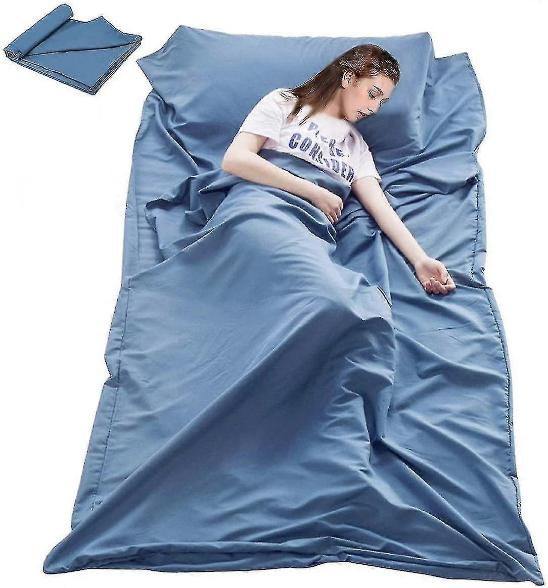 Spací pytel Liner Cestovní kempingové prostěradlo Lehký spací pytel-82,7 * 45 palců-modrá