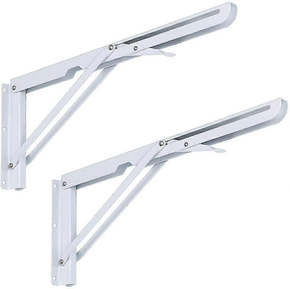 2 Pcs 40cm White Metal Triangle Folding Shelf Bracket Support Wall Bracket
