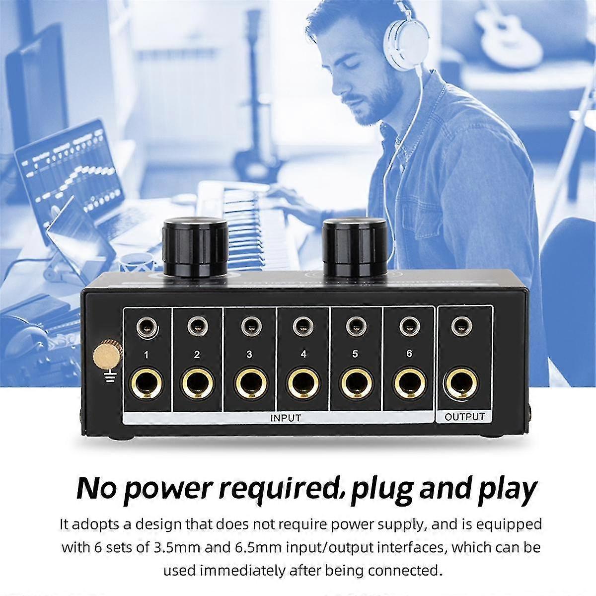 Audio Switcher -6-way 3.5/6.35mm Stereo Audio Switch - Signal Source ...