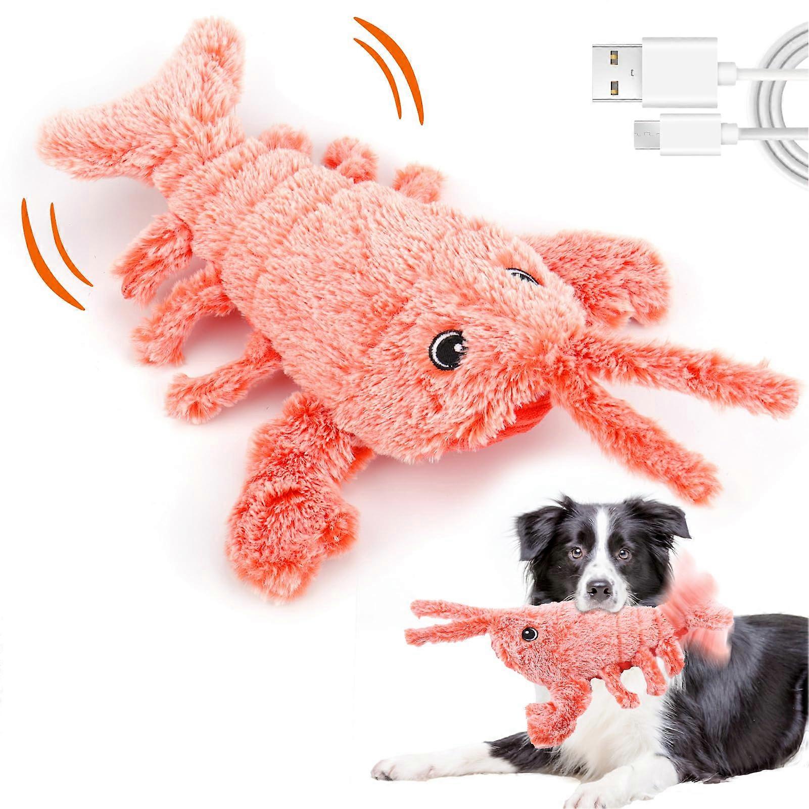 Interactive Wiggly Lobster Dog Toy, Rechargeable Plush Squeaky Toy for Small, Medium, Large Dogs Cats, Indoor & Outdoor Fun
