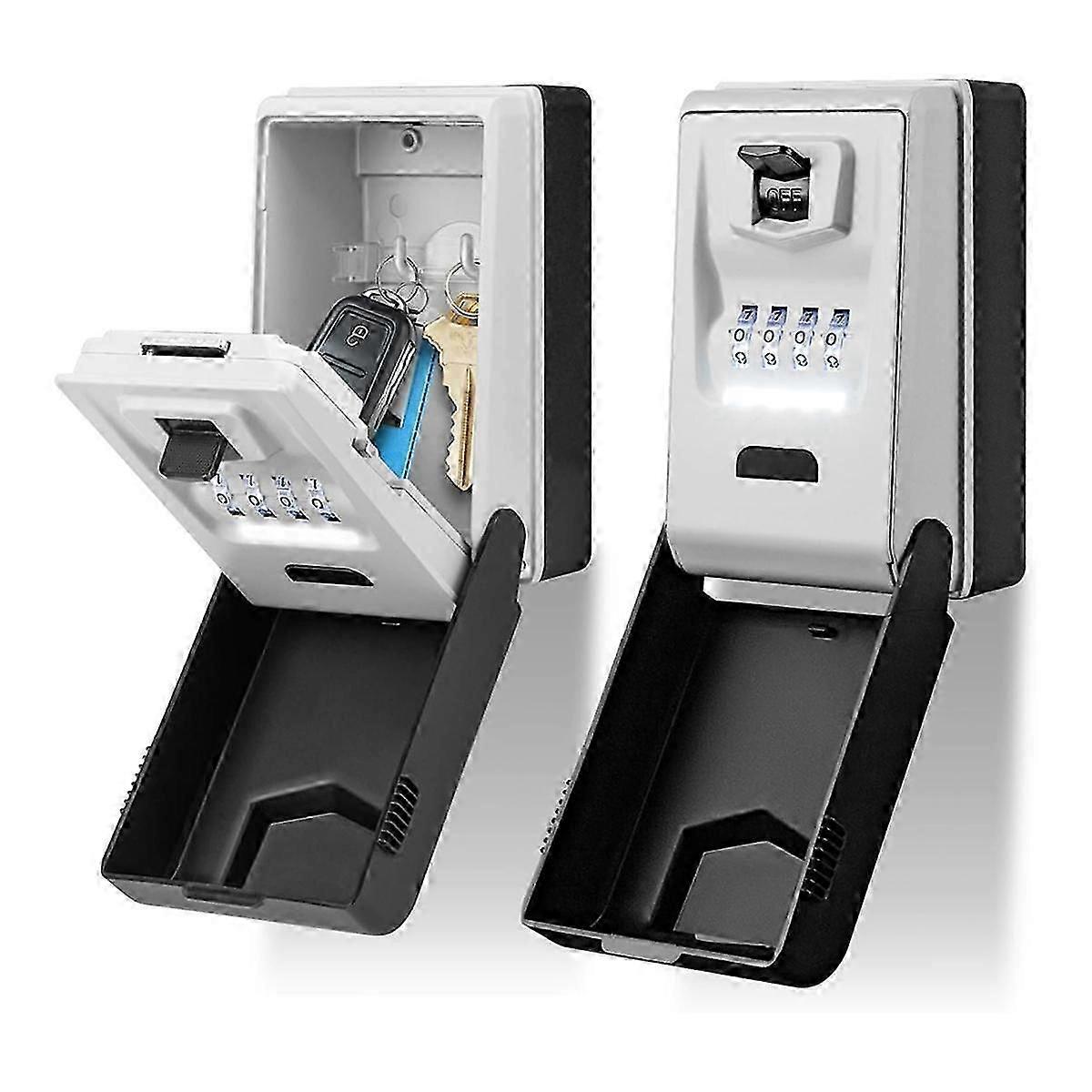 Key Lock Box For Outside With Light Up Dials-for House Keys - Resettable Code Safe Security Outdoor