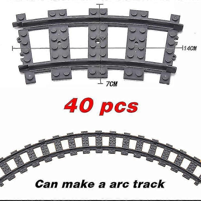 New Trains Flexible Tracks Soft Straight Curved Rails Switch Building Block Models Railways Toys For Kids curved-40pcs