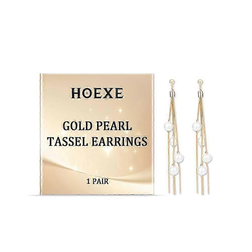 Gold Pearl Tassel Earrings