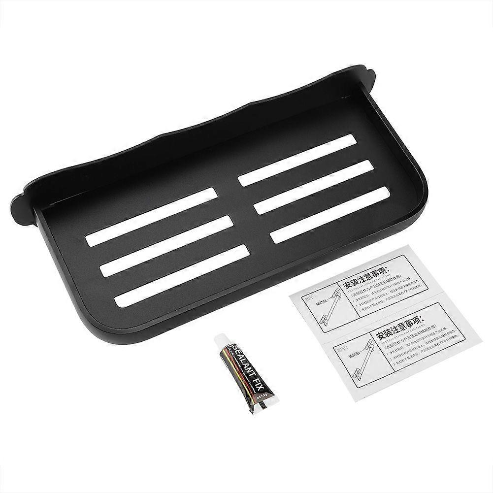 Wall Mounted Storage Rack Shelf Organizer with Hook for Bathroom Black (Three Layers)