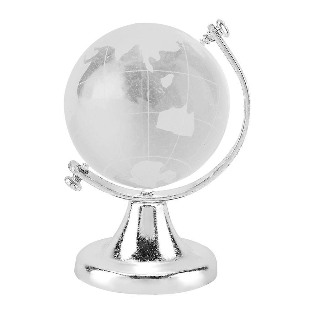 Crystal Glass Globe with World Map, Round Sphere for Home or Office Decor