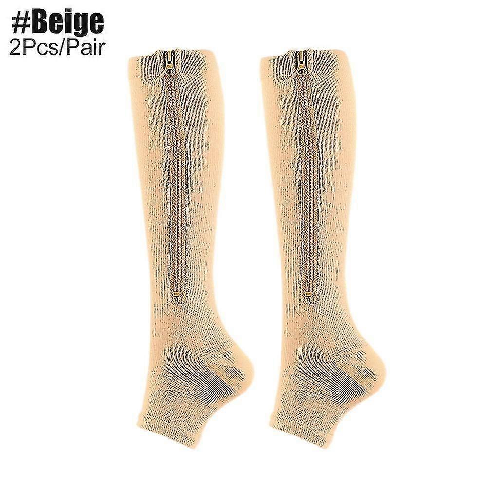 4 Pairs 15-20 MmHg Zipper Compression Socks - Medical Grade Toeless Socks For Men & Women