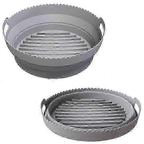 Foldable Round Air Fryer Silicone Form 20 cm gray