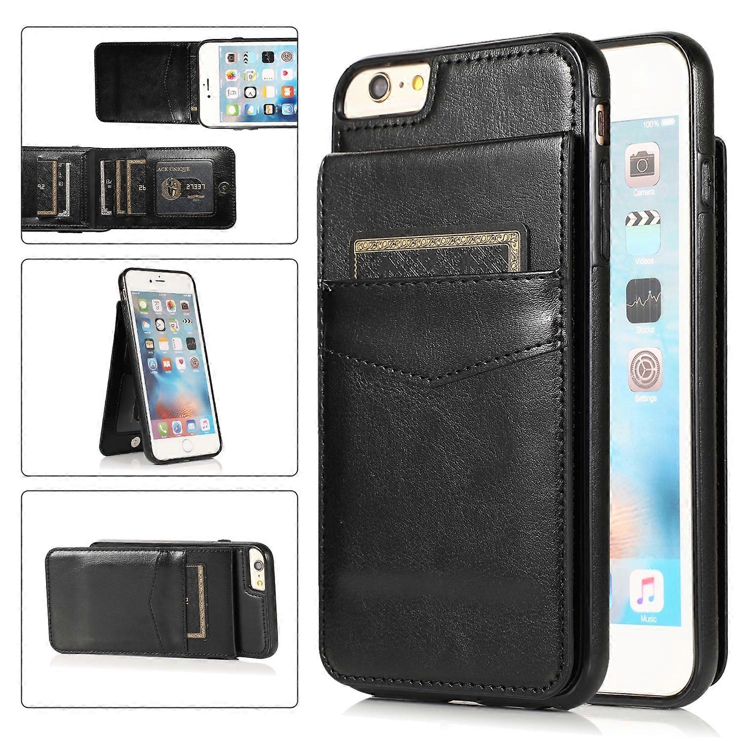 Solid Color PC + TPU Protective Case with Holder & Card Slots For iPhone 6