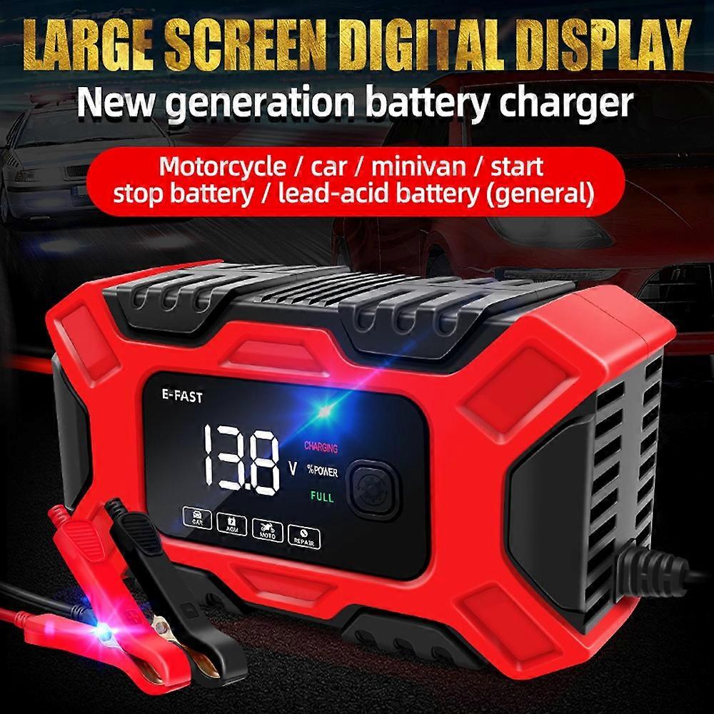E-FAST Car Battery Chargers 12V/6A Full Automatic Battery Chargers Maintainer 3-Stage Portable Trick