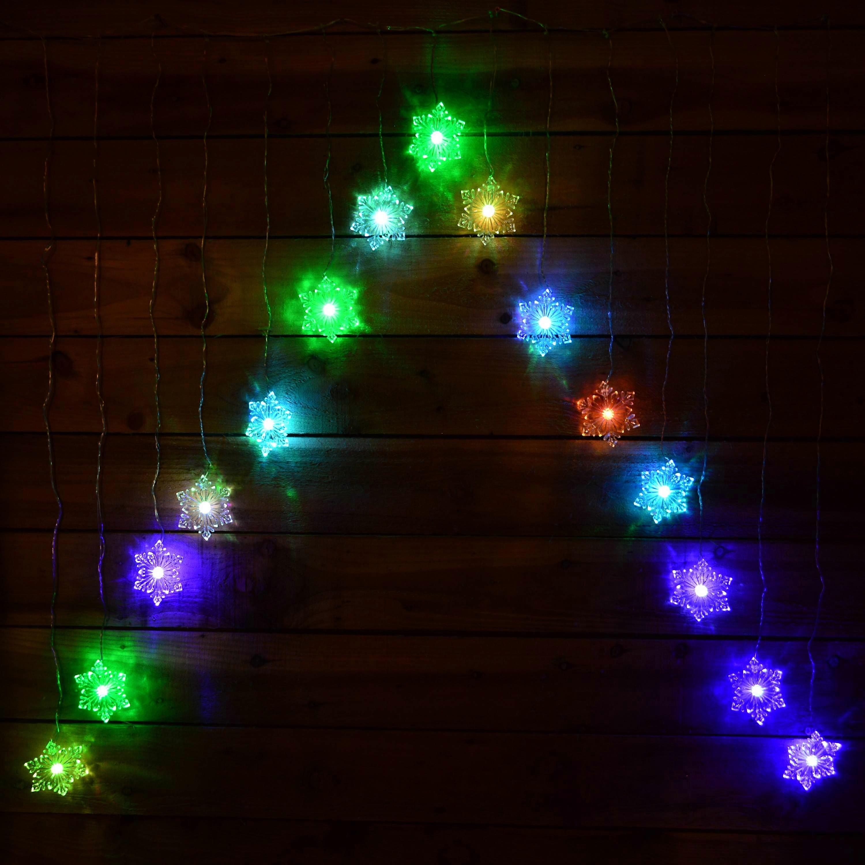 1.2 M 15 Multi Coloured Led Snowflake V Shaped Curtain Lights