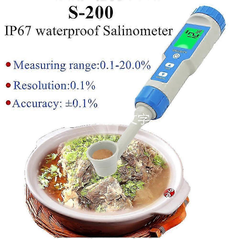 S-200 IP67 waterproof Salinometer Salinity Tester Foods Salt Meter High-precision salt concentration meter for food 40% off_Lucky_B