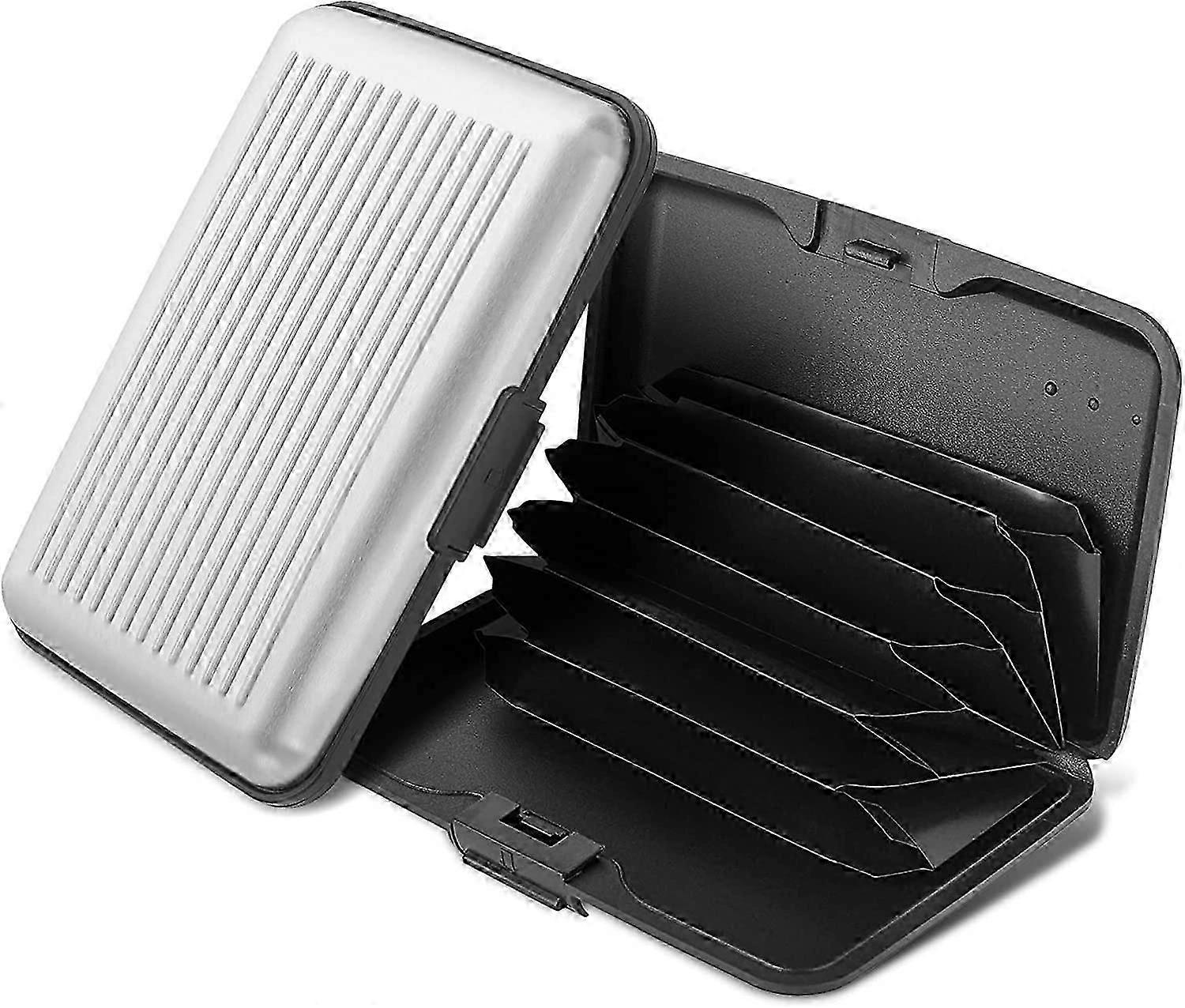 Σετ 2 Mini Θήκη Πιστωτικών Καρτών Προστασία RFID αλουμινίου για επαγγελματικές κάρτες (Μαύρη, Ασημί)