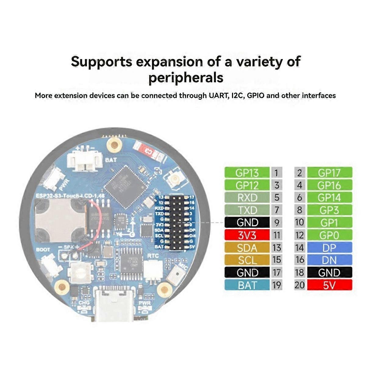 ESP32-S3 Round 1.46-Inch Colour Capacitive Touch Display Development Wireless WIFI Bluetooth Up to
