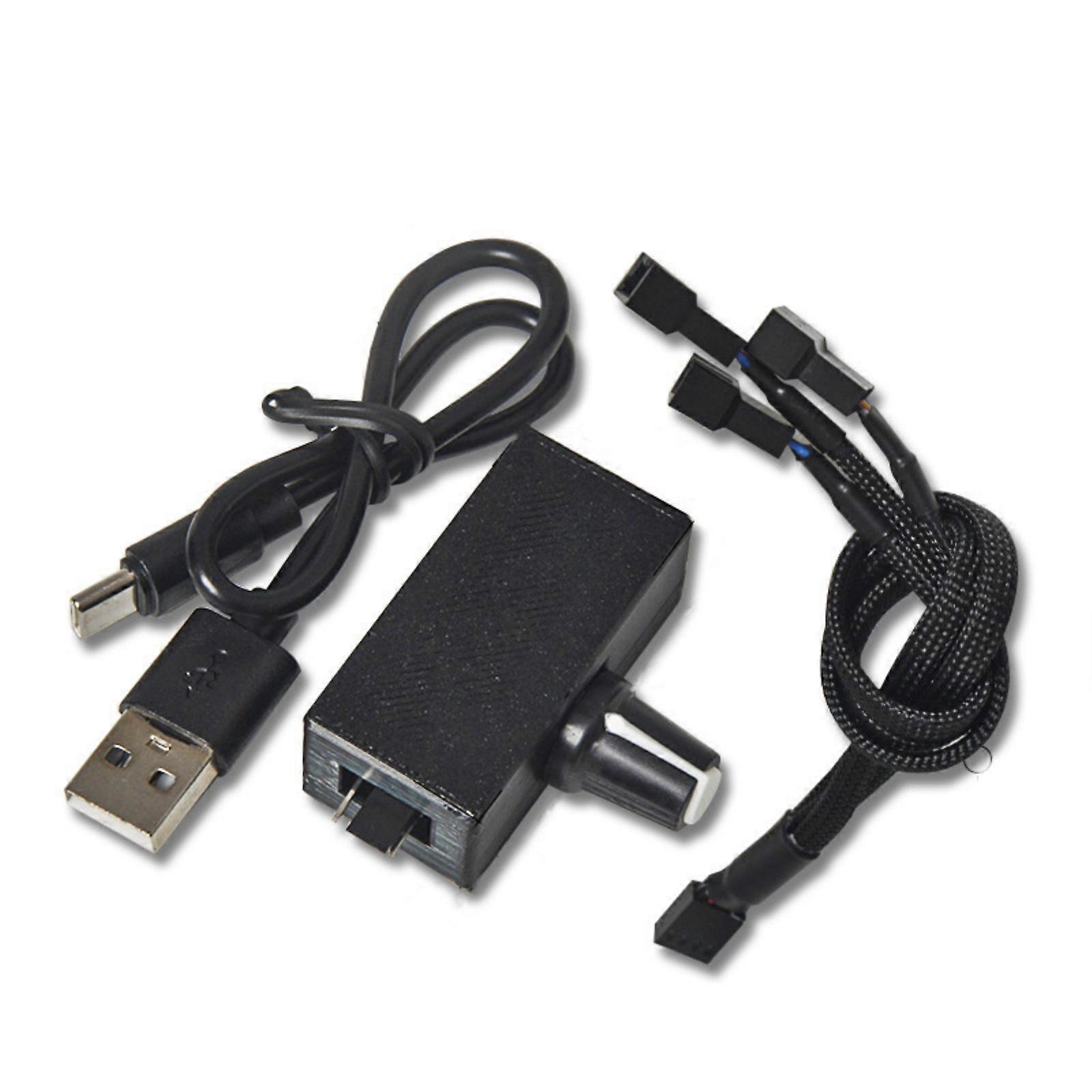Cooling Fan Speed Adjuster for PC, USB Interfaces with 12V Output, Easy Controls with 4Pin Adapter and Splitter