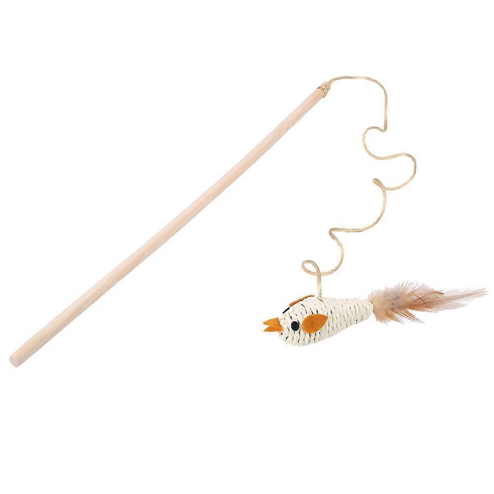Pet Teaser Stick Cat Wand with Mouse Bird Head Kitten Interactive Toy