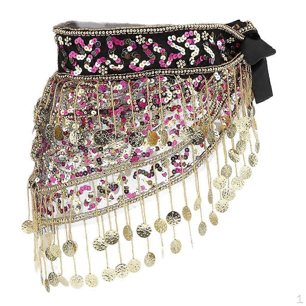 Belly Dance Costume Waist Scarf Coin Belt Sequin Mesh Beach Towel with