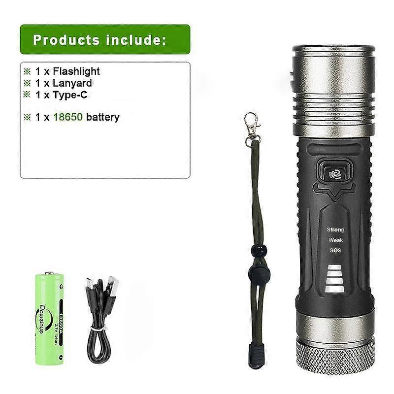 800W LED High Power Flashlight Rechargeable Torch Powerful Hand Lamp Waterproof Flash Light Camping Lantern