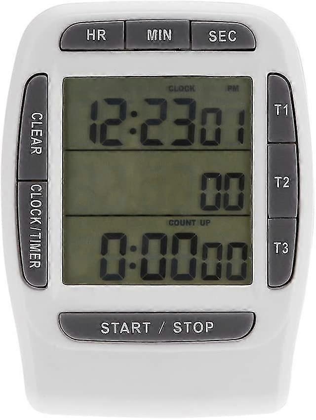 Portable 3-Channel Digital Alarm Timer Electronic LCD Multi-Channel Kitchen Timer Countdown Timer with Memory Function