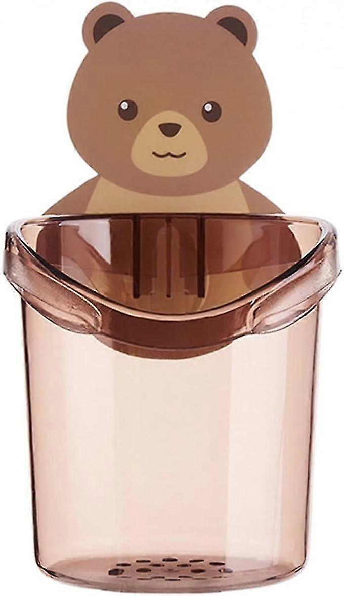 Bathroom Wall Mounted Toothbrush Holder Bathroom Accessories Brown