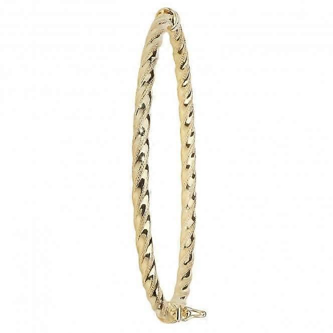 9ct Gold Ladies Diamond Cut Hinged Bangle BN373