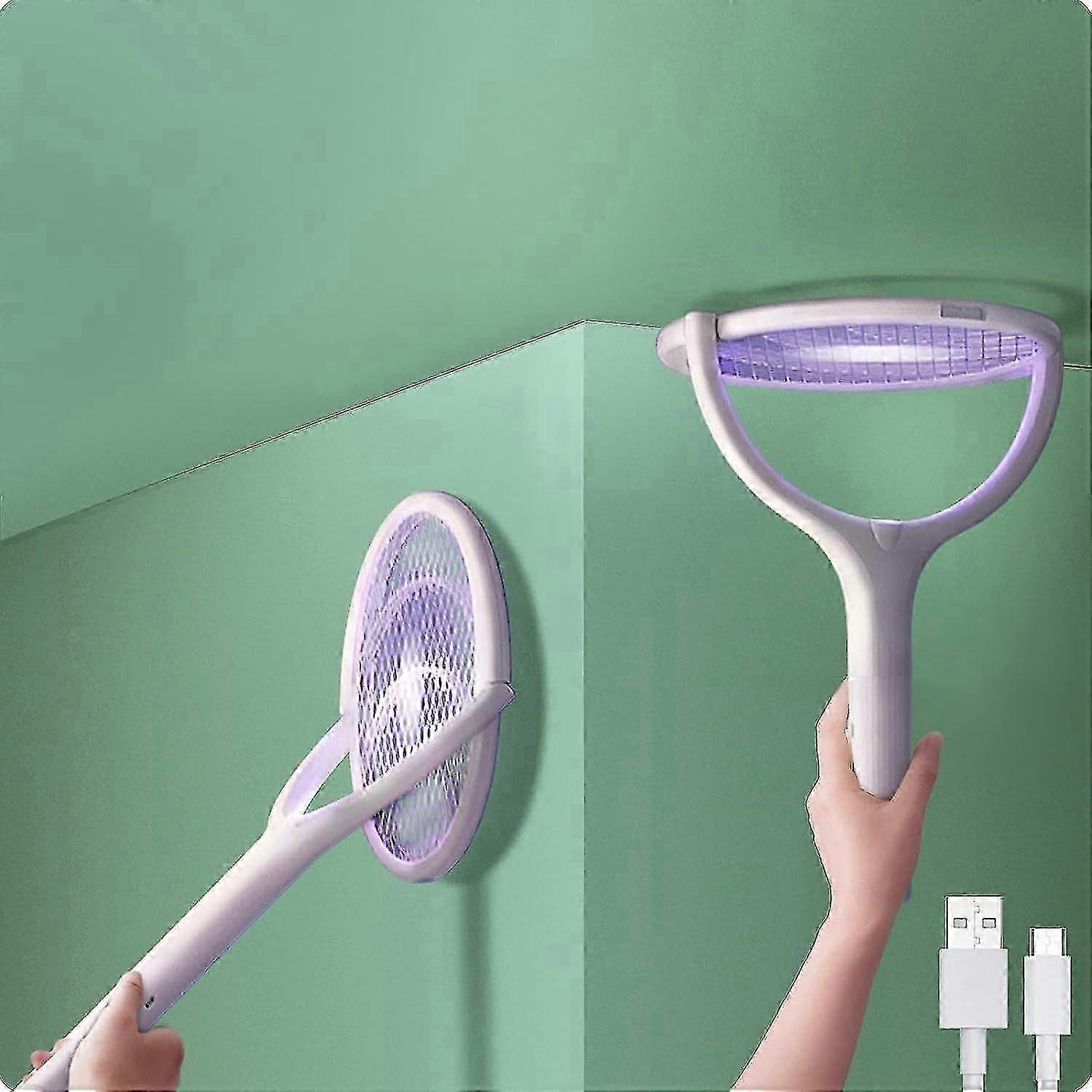 Rechargeable Rotating Head Electric Insect Racket, Electric Mosquito Racket, Electric Fly Swatter, Anti Mosquito Lamp Anti Fly Anti Wasp, Fly Catcher