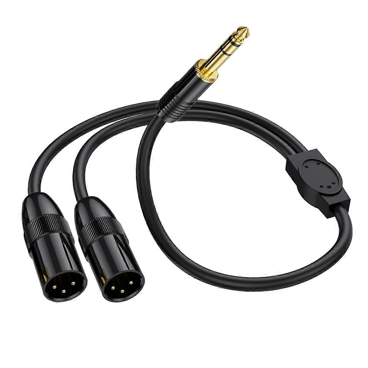 6.35mm TRS Male Plug To 2 Dual XLR Male Microphone Stereo C
