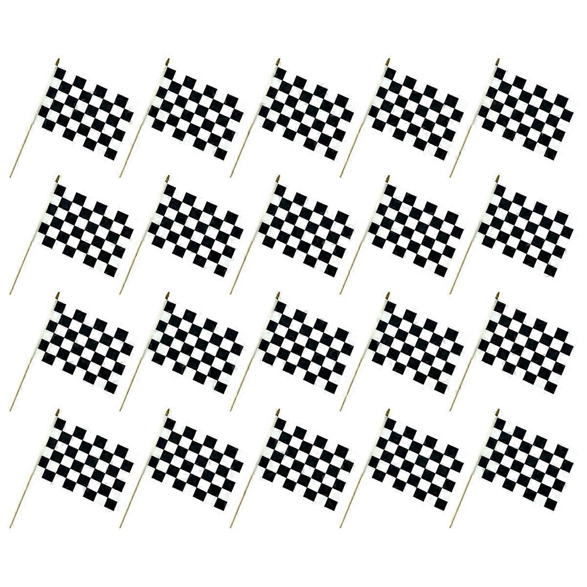 Checkered Black And White Racing Stick Flag (20pcs)