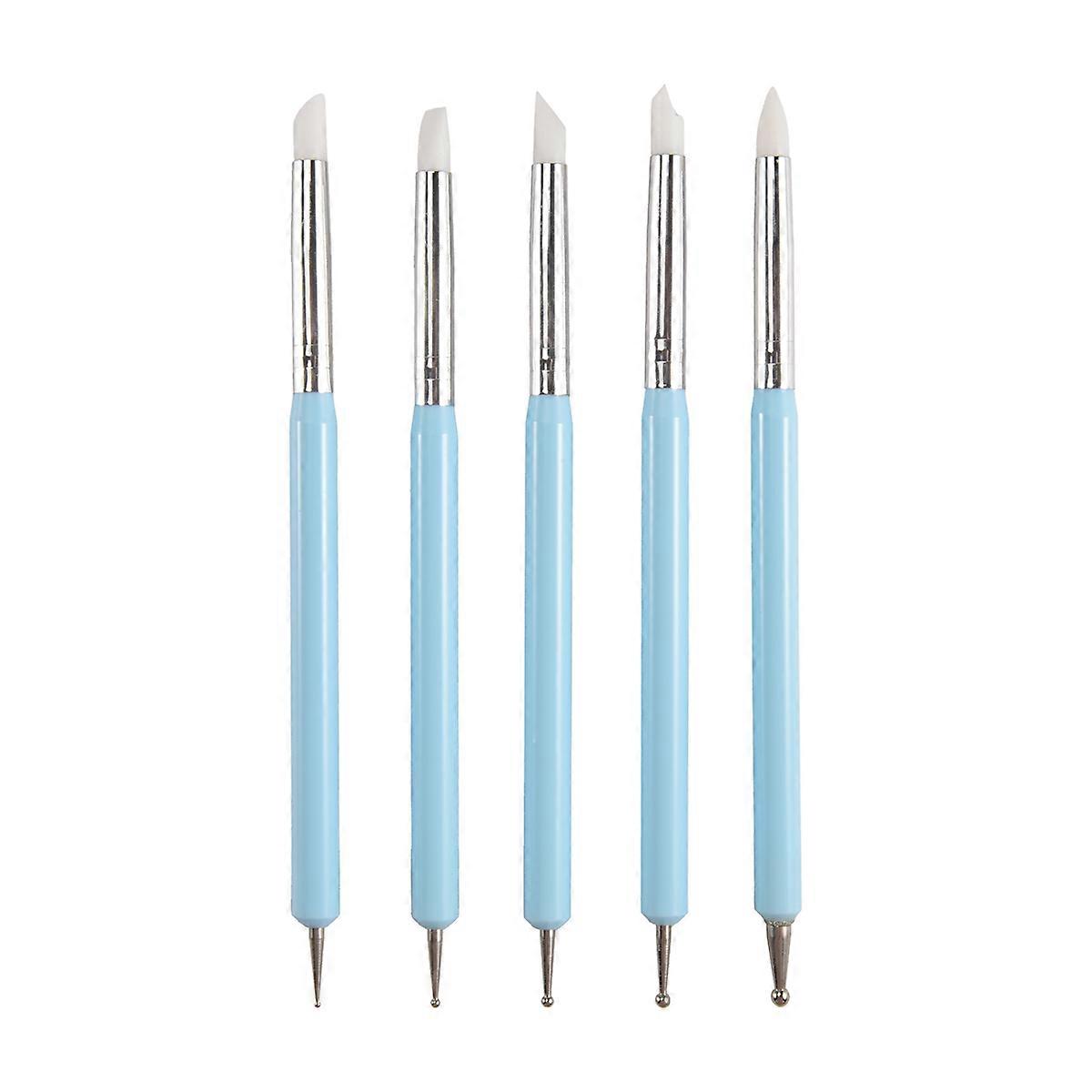 5X 2 Way Ball Styluses Dotting Tool Silicone Color Shaper Brushes Pen