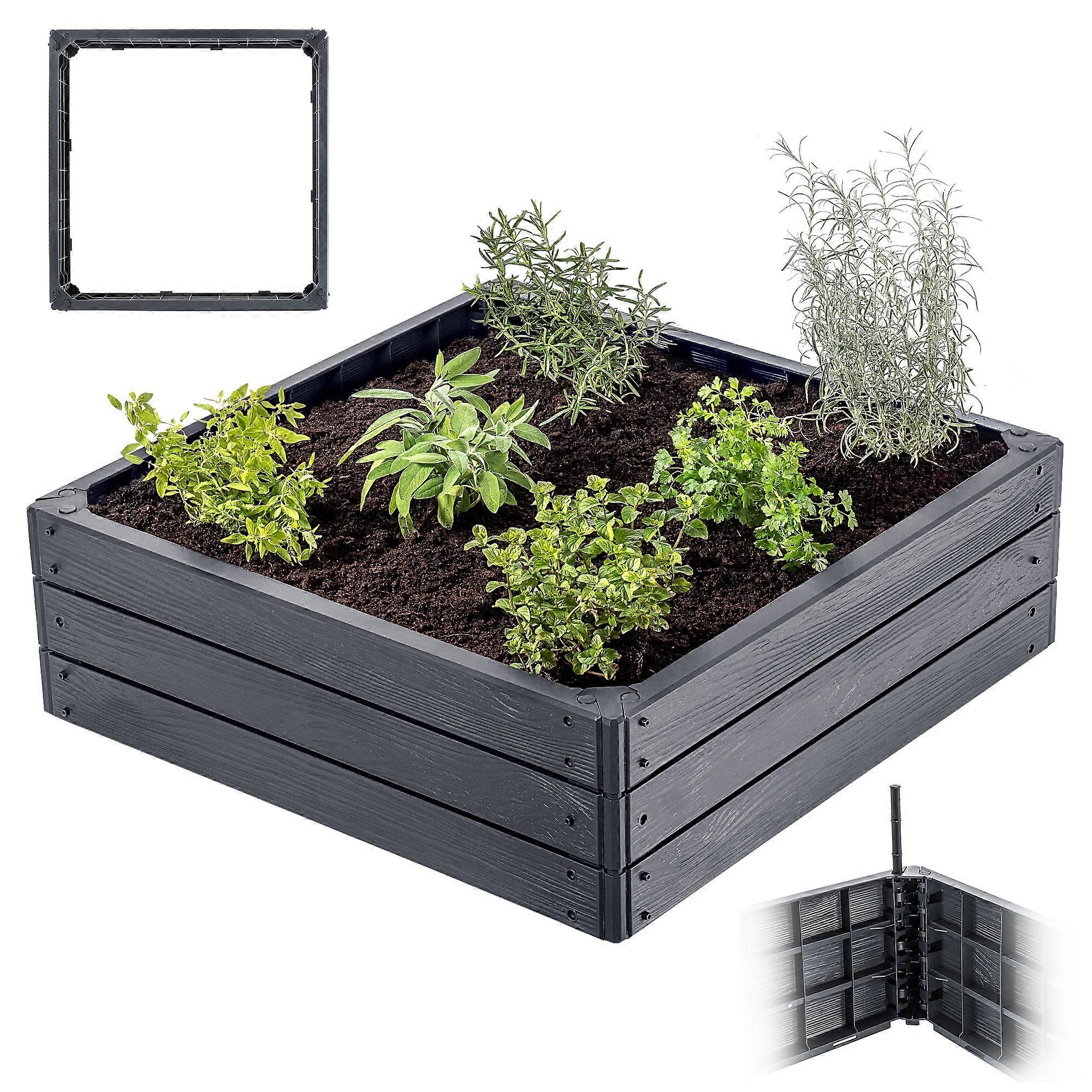 KADAX Gemüsegarten Hochbeet Gartenbeet Anthrazit 75x75cm