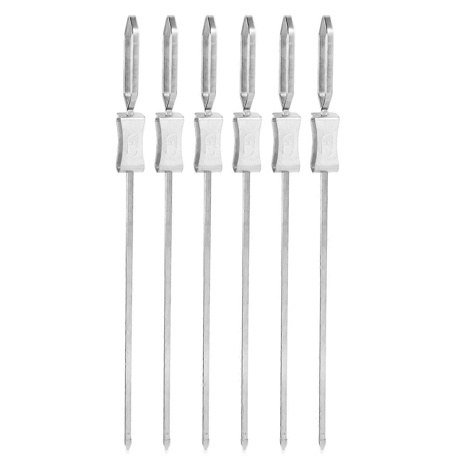 6pcs Barbecue Skewers Stainless Steel Barbecue Skewers Matal Flat Kebab Skewers with Slider For Grilling