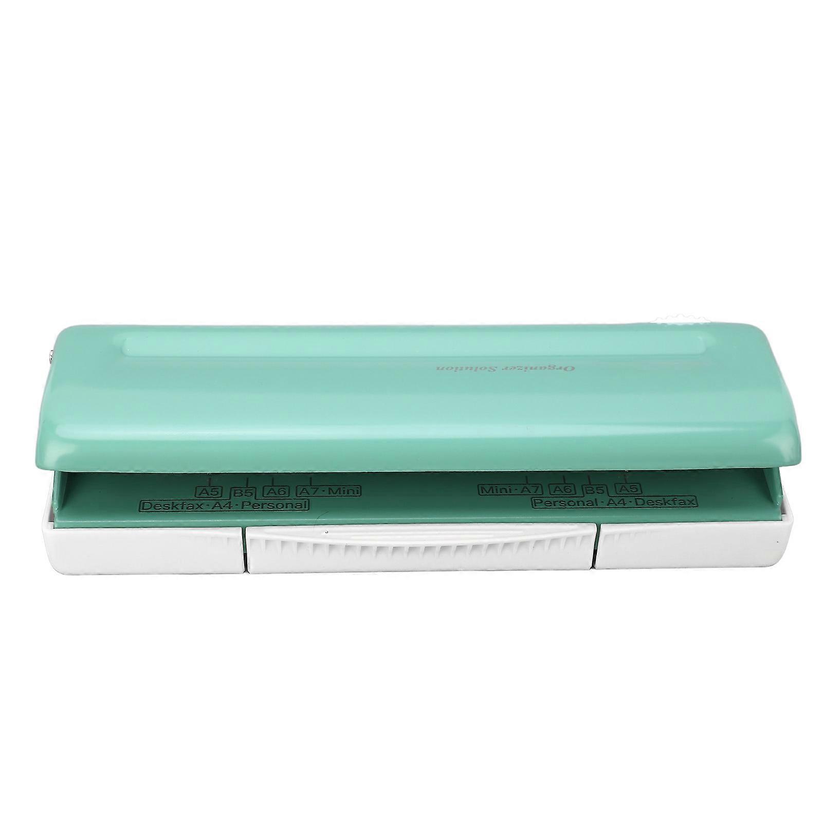 6 Hole Paper Puncher Adjustable Spacing for Planner and Notebook, Compatible with A4 A5 B5 A6 A7 Paper, Green