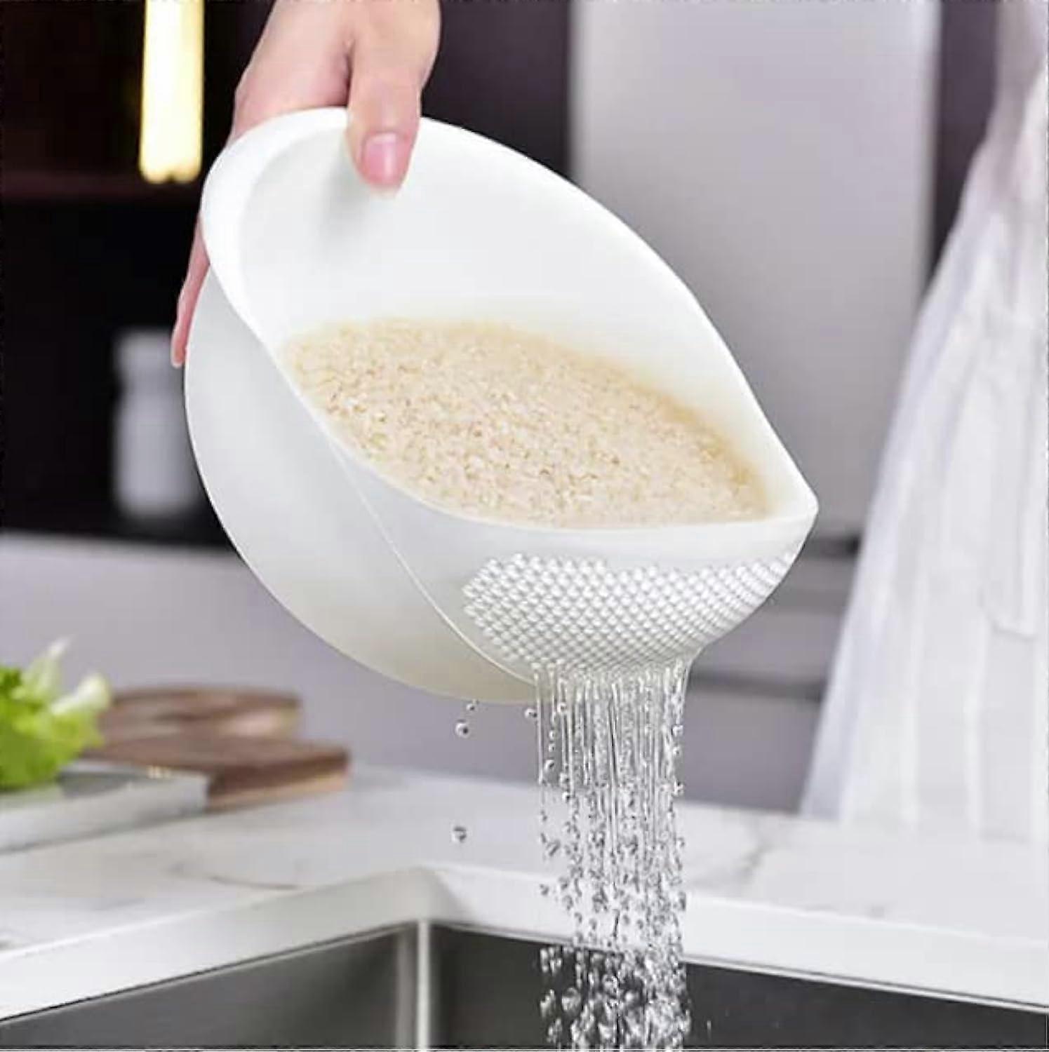 Kitchen Strainer Bowl Combo 2-In-1 Rice Pasta Vegetables Fruit White