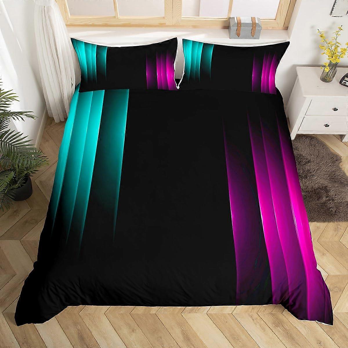 Purple Teal and Black Geometric Ombre Abstract Striped Ultra Soft Duvet  Cover for Room Decor Full Size | Fruugo US, image size:1200x1200